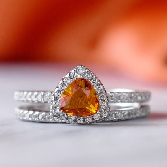Citrine orange ring set, size 7, 925 Sterling silver Charmed Aroma - Picture 5 of 5